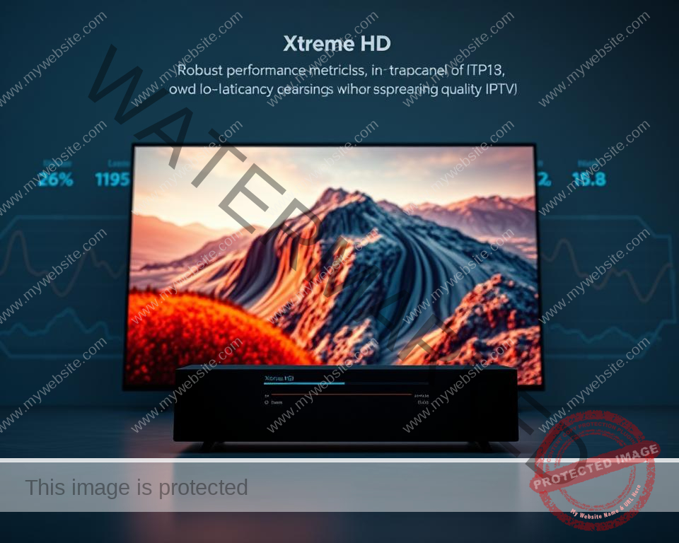 A high-definition streaming service showcasing the pinnacle of digital video quality. In the foreground, a sleek, modern media player interface displays a crisp, vibrant image with rich colors and fine details. The middle ground features a 4K Ultra HD display panel, showcasing the exceptional clarity and resolution of the Xtreme HD streaming experience. In the background, a dynamic, data-driven visualization illustrates the robust performance metrics and low-latency connectivity that enable the service's unparalleled streaming quality. Diffused lighting, precise camera angles, and a clean, minimalist aesthetic convey the professionalism and technological prowess of this premier IPTV offering. A high-definition streaming service showcasing the pinnacle of digital video quality. In the foreground, a sleek, modern media player interface displays a crisp, vibrant image with rich colors and fine details. The middle ground features a 4K Ultra HD display panel, showcasing the exceptional clarity and resolution of the Xtreme HD streaming experience. In the background, a dynamic, data-driven visualization illustrates the robust performance metrics and low-latency connectivity that enable the service's unparalleled streaming quality. Diffused lighting, precise camera angles, and a clean, minimalist aesthetic convey the professionalism and technological prowess of this premier IPTV offering.