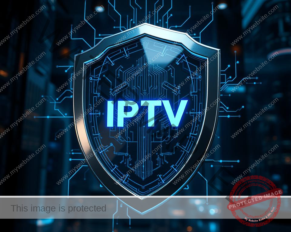A sleek, high-tech security shield made of gleaming metal and glass, emblazoned with the IPTV logo. The shield hovers in a dimly lit, futuristic setting, casting a soft blue glow. Intricate circuitry and data streams flicker across the surface, conveying the advanced, impenetrable nature of the security system. The shield is positioned prominently in the foreground, with a backdrop of towering skyscrapers and a futuristic cityscape, suggesting the robust protection it offers for IPTV services. The composition creates a sense of power, security, and technological sophistication. A sleek, high-tech security shield made of gleaming metal and glass, emblazoned with the IPTV logo. The shield hovers in a dimly lit, futuristic setting, casting a soft blue glow. Intricate circuitry and data streams flicker across the surface, conveying the advanced, impenetrable nature of the security system. The shield is positioned prominently in the foreground, with a backdrop of towering skyscrapers and a futuristic cityscape, suggesting the robust protection it offers for IPTV services. The composition creates a sense of power, security, and technological sophistication.